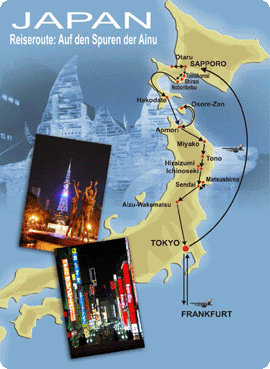 Reiseroute der Nordjapan Reise Nordjapan route