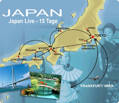 Reiseroute der Studienreise Japan Live Studienreise Japan Reiseroute