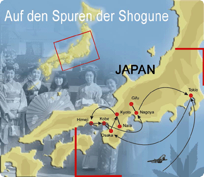 Reiseroute der Studienreise Auf den Spuren der Shogune Studienreise Japan Shogune Route