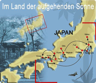 Reiseroute der Japan Studienreise Im Land der aufgehenden Sonne Japan Studienreise Route